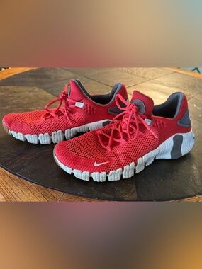 Nike Red Mesh Athletic Sneakers with White Sole and Gray Accents